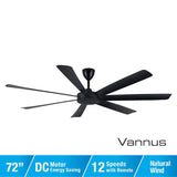 Alpha TORA - 7B/72 MATT BLACK Tora 72" Ceiling Fan DC Motor 7 Blades Matt Black | TBM Online