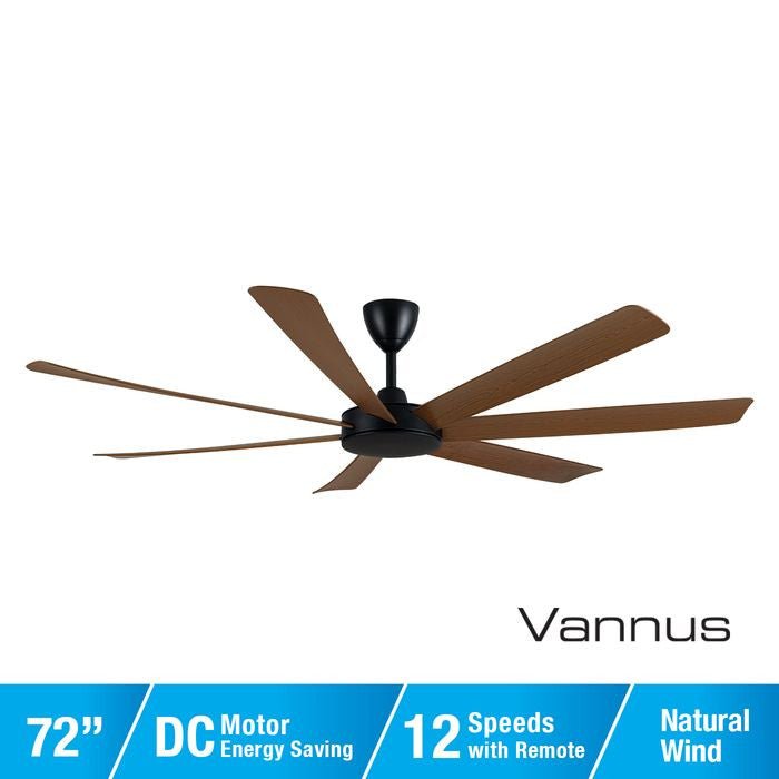 Alpha TORA - 7B/72 WALNUT/MB Tora 72" Ceiling Fan DC Motor 7 Blades Walnut Matt Black | TBM Online