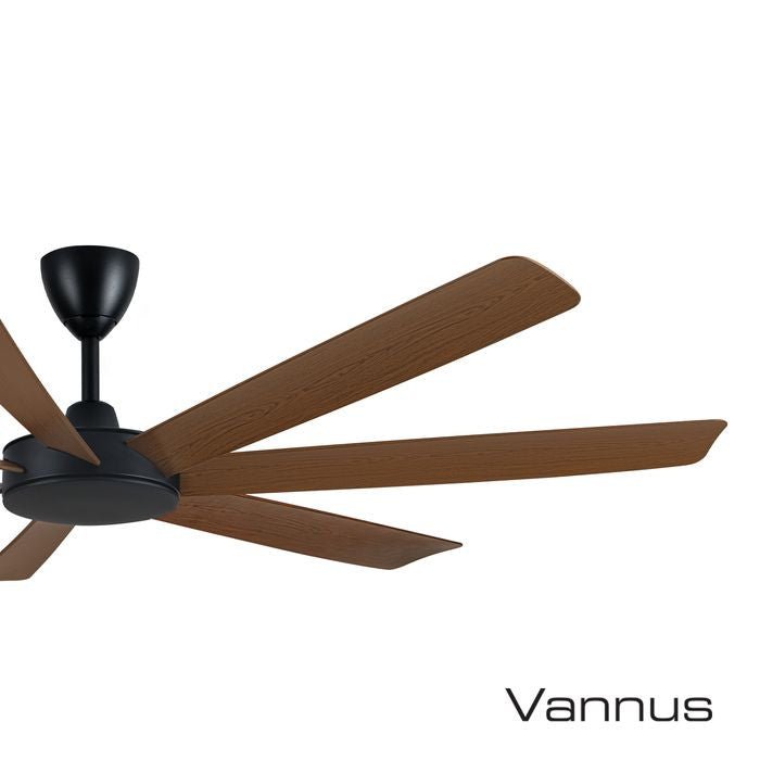 Alpha TORA - 7B/72 WALNUT/MB Tora 72" Ceiling Fan DC Motor 7 Blades Walnut Matt Black | TBM Online