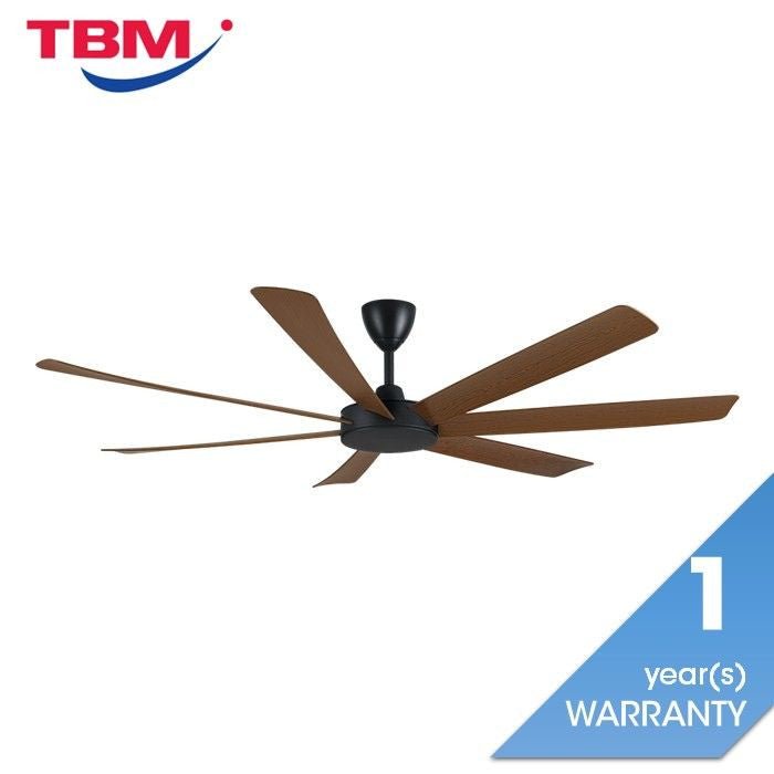 Alpha TORA - 7B/72 WALNUT/MB Tora 72" Ceiling Fan DC Motor 7 Blades Walnut Matt Black | TBM Online
