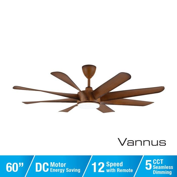 Alpha VISTA 8B/60 LED DARK KOA Ceiling Fan 8 Blades 60 Inch LED Dark Koa | TBM Online