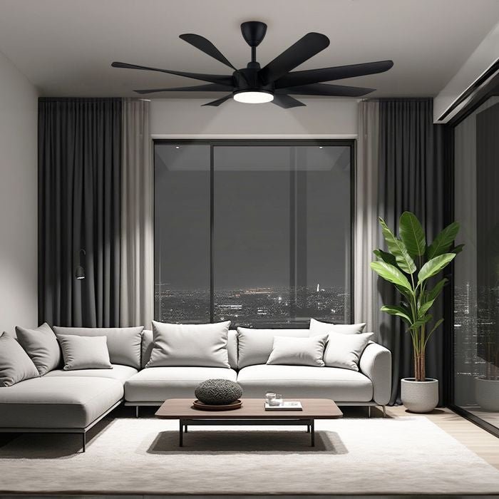 Alpha VISTA 8B/60 LED MATT BLACK Ceiling Fan 8 Blades 60 Inch LED Matt Black | TBM Online