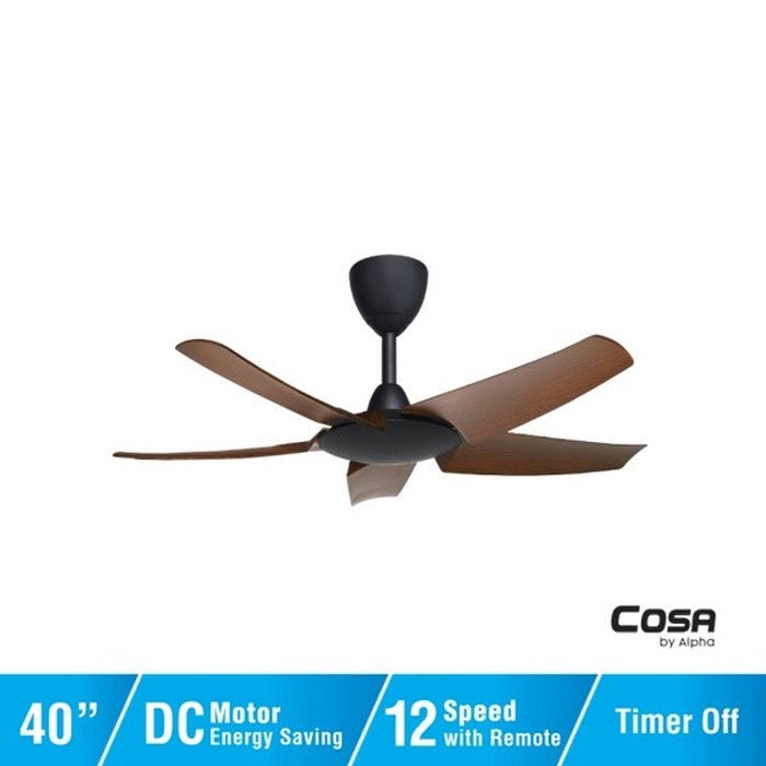 Alpha EX9 5B/40 WALNUT MATT BLACK Cosa Ceiling Fan 40" 5 Blades DC Motor Walnut Matt Black | TBM Online