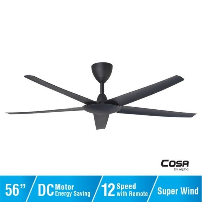 Alpha Cosa EX9 5B/56 MATT BLACK Ceiling Fan 56" 5 Blades DC Motor Matt Black | TBM Online