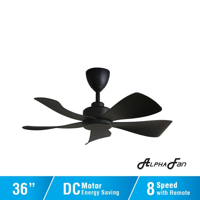 Alpha HANI - 5B 36" MATT BLACK Ceiling Fan 36" 5 Blades Matt Black | TBM Online