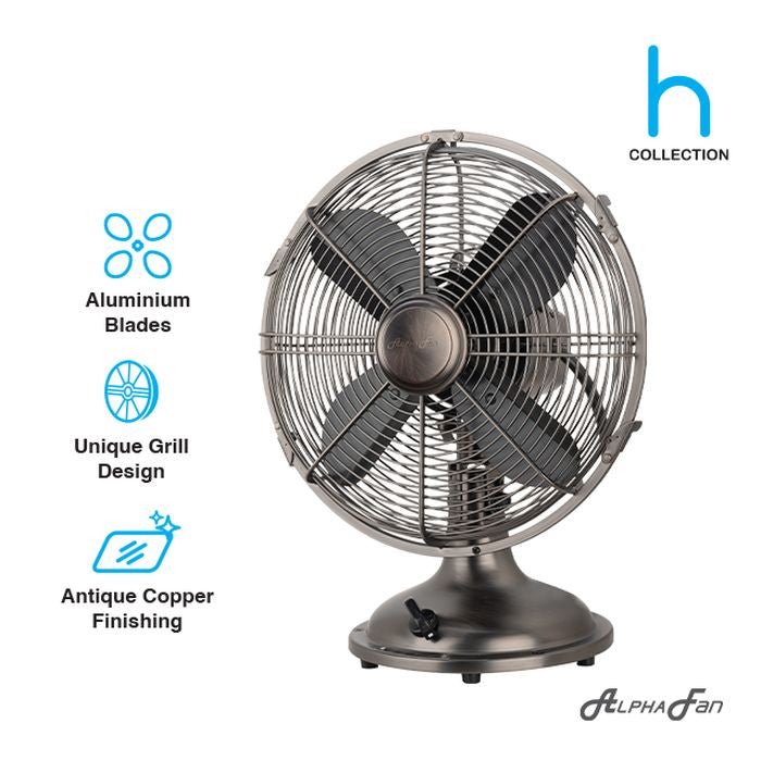 Alpha MOTTO TF H10 COPPER Motto Table Fan 10" AC Motor Antique Copper | TBM Online