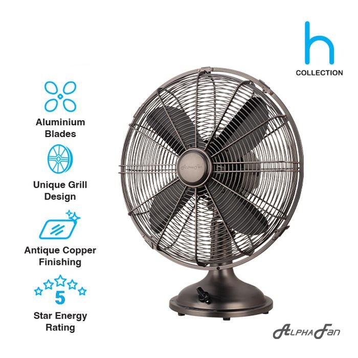 Alpha MOTTO TF H12 COPPER Motto Table Fan 12" AC Motor Antique Copper | TBM Online