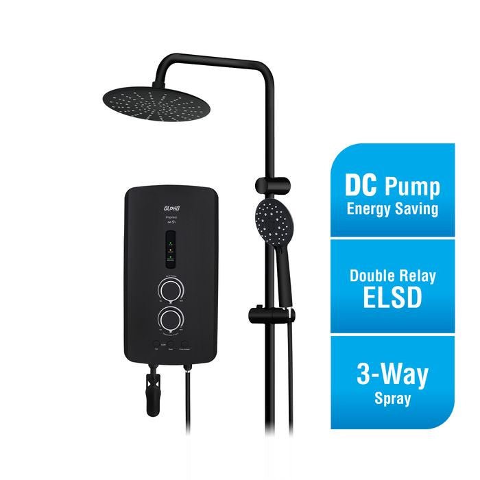 Alpha IM - 9I PLUS R/S MATTE BLACK SP (M/B - G12) 4.5KW Home Shower Rainshower With DC Pump Super Power 4.5KW All Matte Black | TBM Online