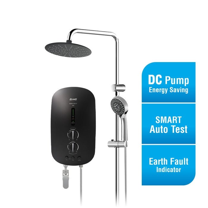 Alpha SMART 18I PLUS R/S MATT BLACK (M - G11) Home Shower Rain Shower ELCB A. Test DC Pump Matt Black | TBM Online