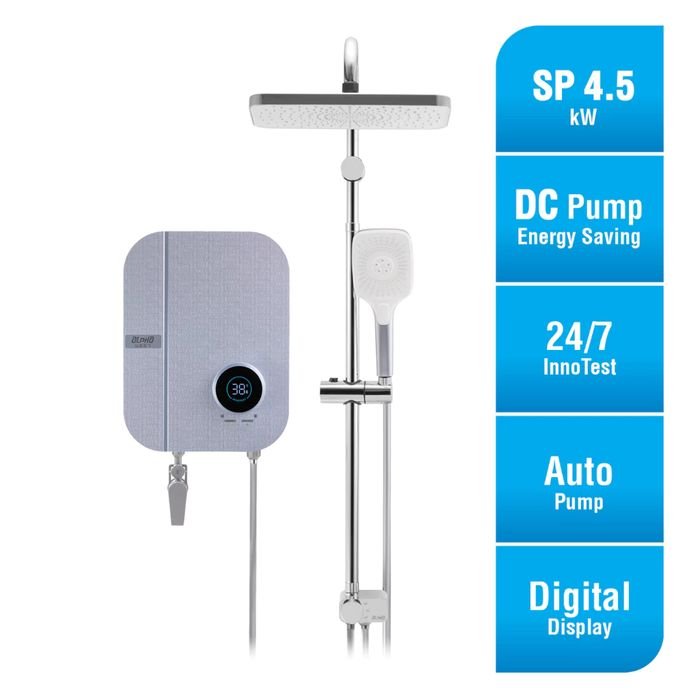 Alpha WES7 - I NEON RAINSHOWER BLUE LINEN 4.5kW Home Shower RainShower Blue Linen | TBM Online