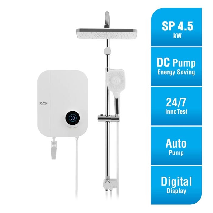 Alpha WES7 - I NEON RAINSHOWER WHITE CHIFFON 4.5kW Home Shower RainShower White Chiffon | TBM Online