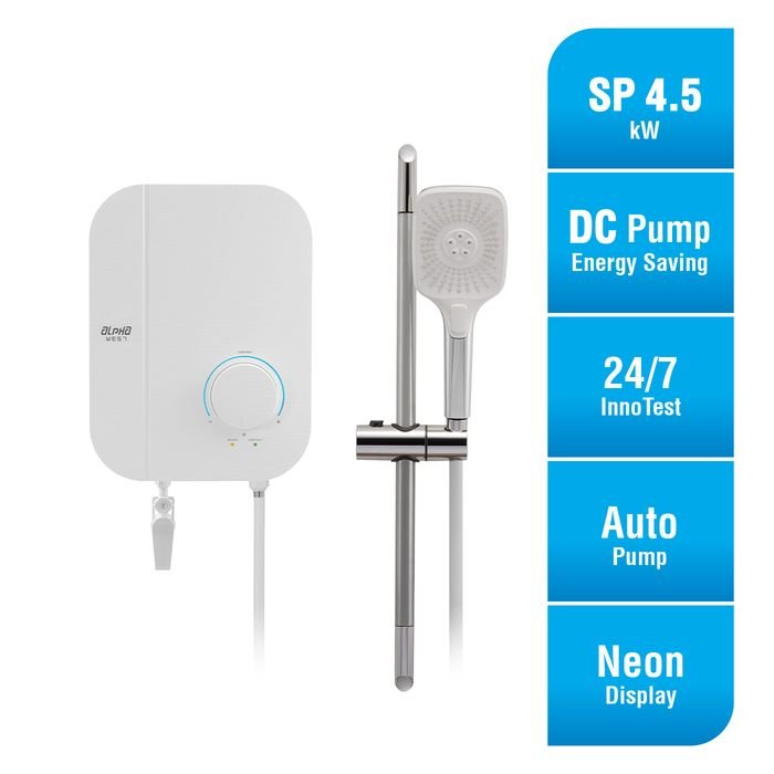 Alpha WES7 - I NEON WHITE CHIFFON 4.5kW Home Shower White Chiffon | TBM Online