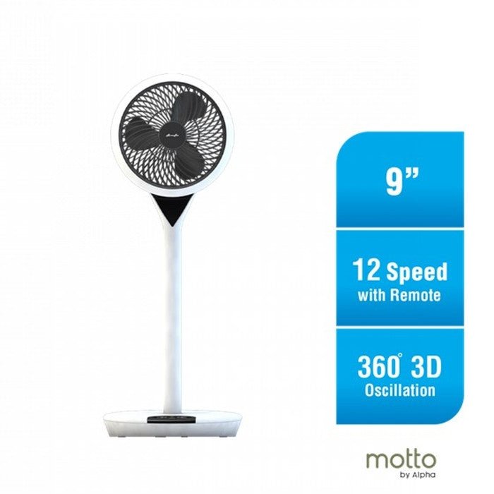 Alpha MOTTO SF 360/9-DC BK+WH Motto Stand Fan 360 9" DC Motor Black + White | TBM Online