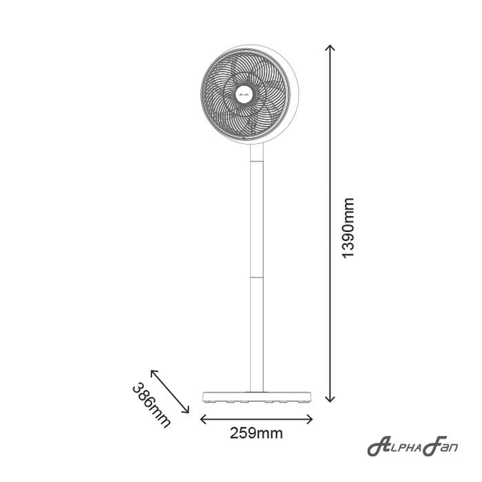 Alpha MOTTO SF B21/12 MATT BLACK Motto Stand Fan 12" 3 Speeds Matt Black | TBM Online