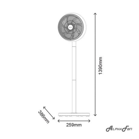 Alpha MOTTO SF B21/12 WHITE GREY Motto Stand Fan 12" 3 Speeds White Grey | TBM Online