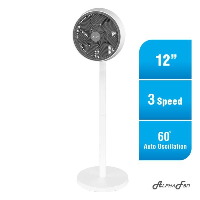Alpha MOTTO SF B21/12 WHITE GREY Motto Stand Fan 12" 3 Speeds White Grey | TBM Online