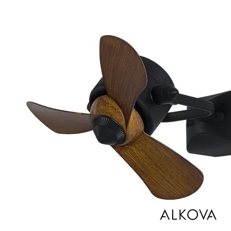 Alkova KONA W - 3B/16 WALNUT/MB Ceiling Fan 16" 3 Blades Walnut/MB | TBM Online