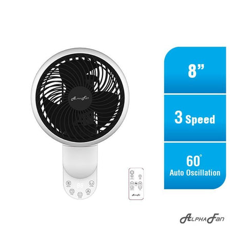 Alpha MOTTO WF B31/8 Motto Wall Fan 8 Inch 3 Blades White Black | TBM Online