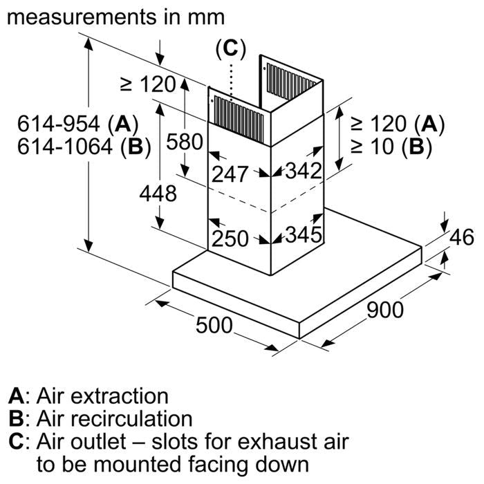 Bosch DWB98JQ50B Cooker Hood Stainless Steel Eco Silence Drive SS 843M3/H | TBM Online