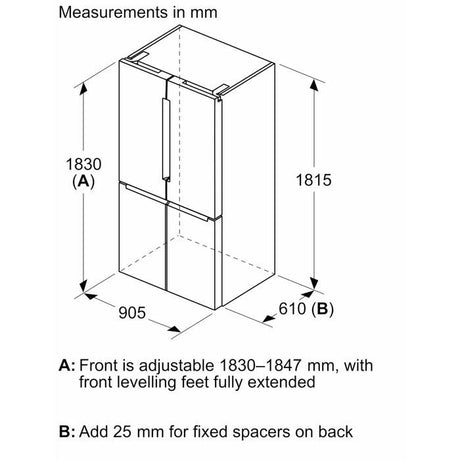 Bosch KFN96APEAG 4 Doors Fridge Bottom Mount G605L | TBM Online