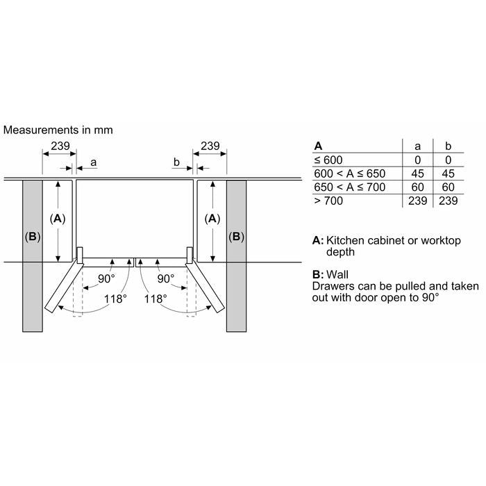 Bosch KFN96AXEA 4 Doors Fridge G646L Series 4 Brushed Black Steel Anti - Fingerprint | TBM Online
