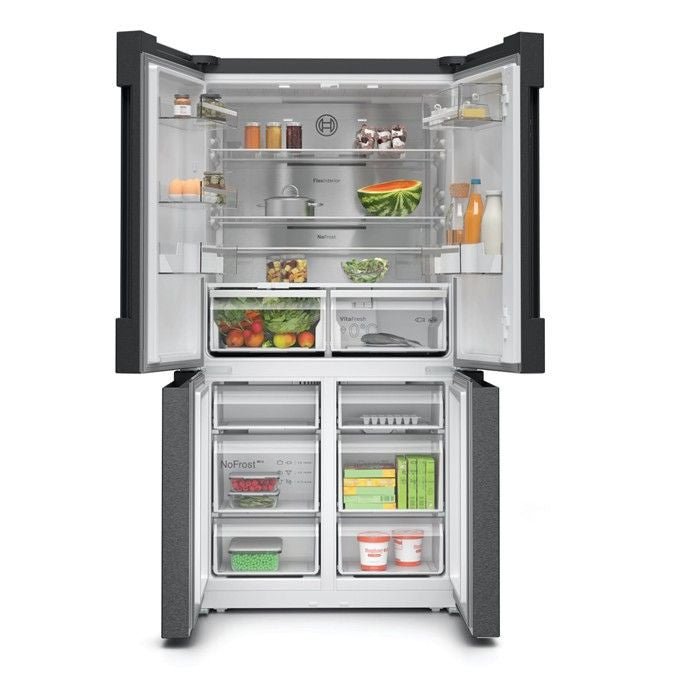 Bosch KFN96AXEA 4 Doors Fridge G646L Series 4 Brushed Black Steel Anti - Fingerprint | TBM Online