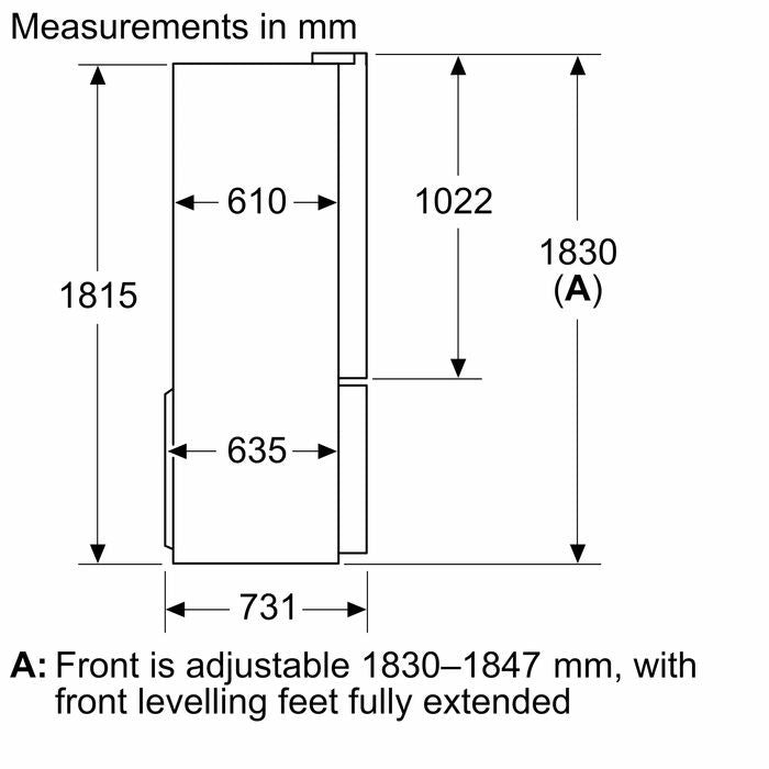 Bosch KFN96AXEA 4 Doors Fridge G646L Series 4 Brushed Black Steel Anti - Fingerprint | TBM Online