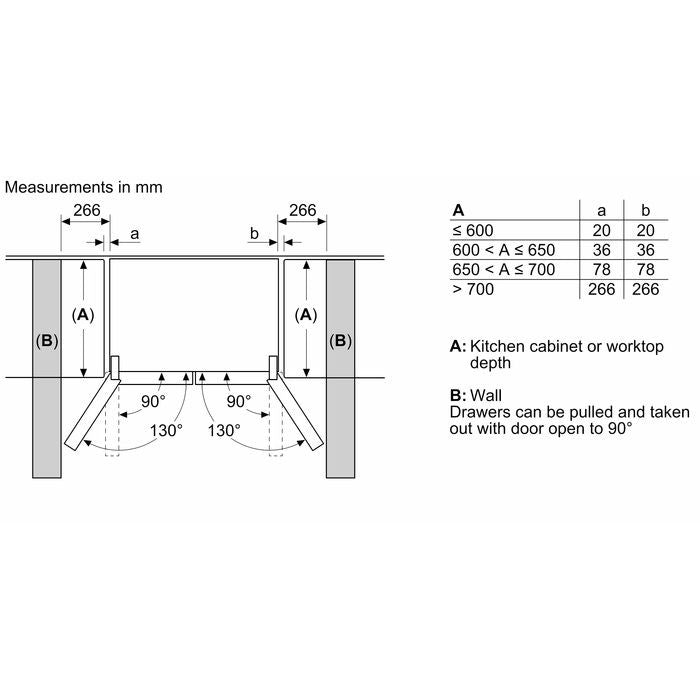 Bosch KMC85LBEA 4 Doors Fridge French Door Bottom Mount 547L Black | TBM Online