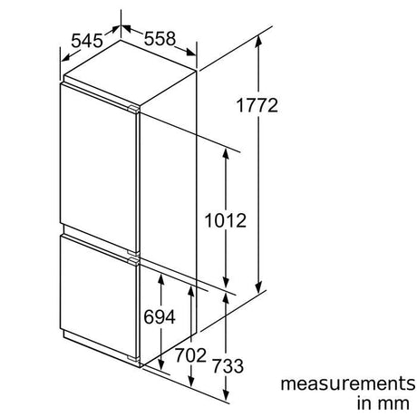 Bosch KIN86AF30O Fridge 2 Doors Fully Integrated Bottom Freezer G254L | TBM Online