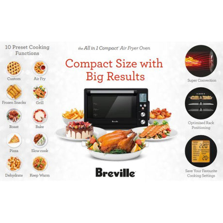 Breville LOV660 24.0L Compact Air Fryer Oven All-In-One Matt Black | TBM Online