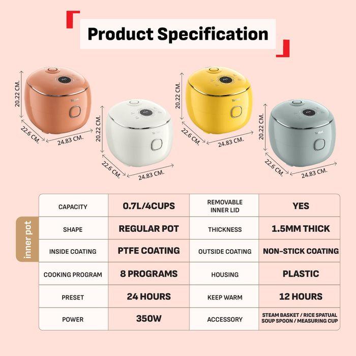 Tefal RK5354 0.7L POP Rice Cooker Eucalyptus 0.7L (4 Cups)