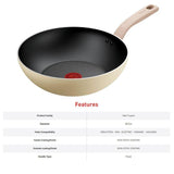 Tefal G167S295 Frypan 20cm Ceramic Non Stick Coating + Wokpan 28cm Ceramic Safe Non-Stick Daisy 2-Piexe Cookware Set