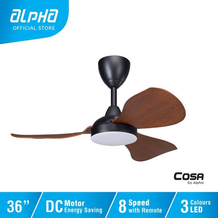 Cosa EX36 - 3B/36 LED WALNUT Ceiling Fan 36" 8 Speed Remote Control DC Motor Cosa Series Walnut | TBM Online