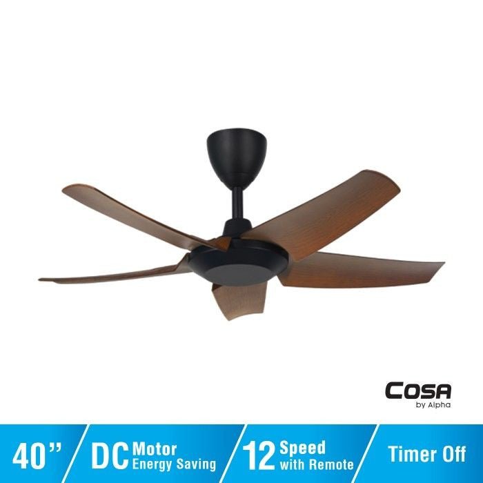 Cosa CX10 5B/40 WALNUT MATT BLACK Ceiling Fan 40" 5 Blades Walnut Matt Black | TBM Online