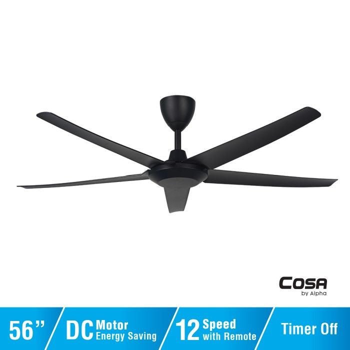 Alpha Cosa CX10 5B/56 MATT BLACK Ceiling Fan 56" 5 Blades Matt Black | TBM Online