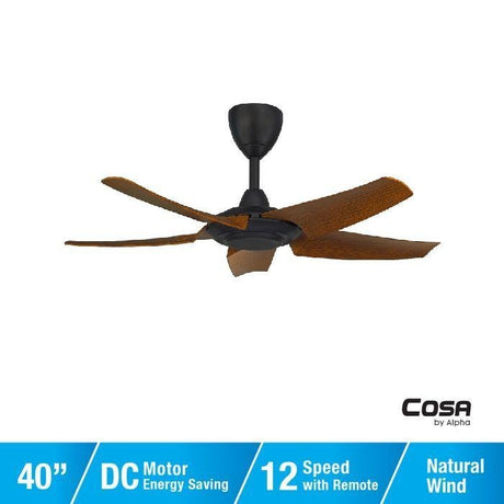Alpha Cosa CX20-5B/40 WALNUT/MB Ceiling Fan 40" 5 Blades DC Motor Walnut/MB | TBM Online