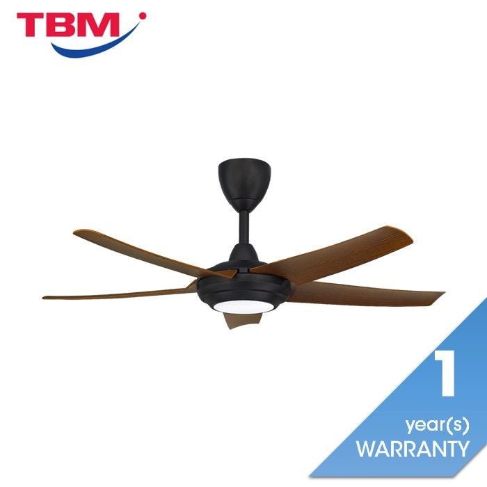 Alpha Cosa CX20 - 5B/46 LED WALNUT/MB Ceiling Fan 46" 5 Blades DC Motor LED Walnut Matt Black | TBM Online