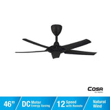 Alpha Caso CX20-5B/46 MATT BLACK Ceiling Fan 46" 5 Blades Matt Black | TBM Online