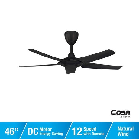 Alpha Caso CX20-5B/46 MATT BLACK Ceiling Fan 46" 5 Blades Matt Black | TBM Online