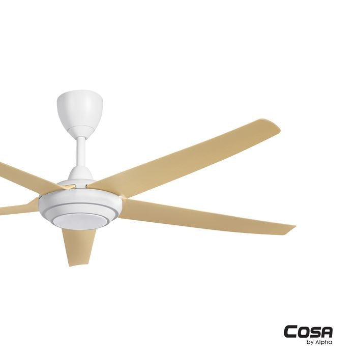 Alpha Cosa CX20 - 5B/56 LED MAPLE/MW Ceiling Fan 56" 5 Blades DC Motor LED Maple Matt White | TBM Online
