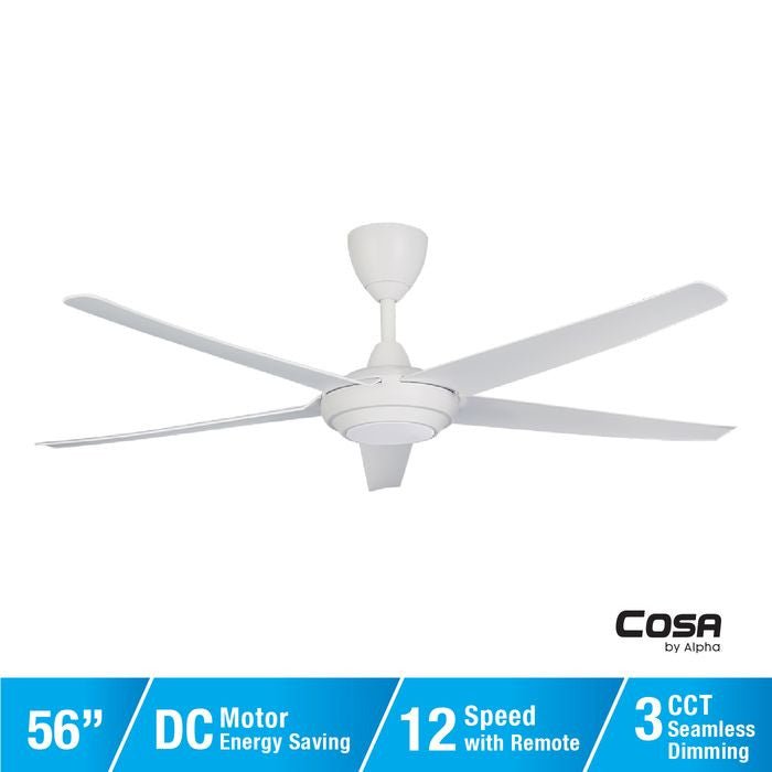 Alpha Cosa CX20 - 5B/56 LED MATT WHITE Ceiling Fan 56" 5 Blades DC Motor LED Matt White | TBM Online