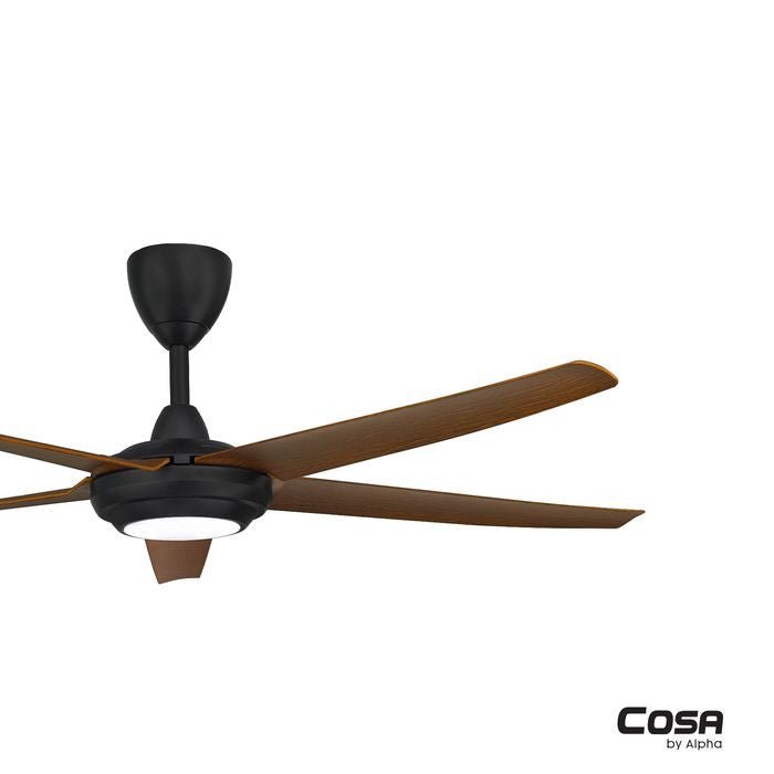 Alpha Cosa CX20 - 5B/56 LED WALNUT/MB Ceiling Fan 56" 5 Blades DC Motor LED Walnut Matt Black | TBM Online