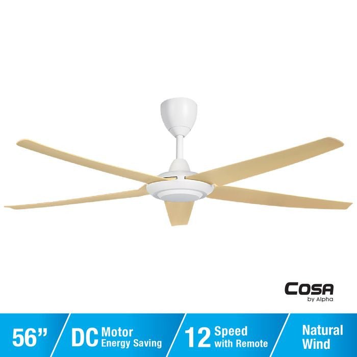 Alpha Cosa CX20 - 5B/56 MAPLE/MW Ceiling Fan 56" 5 Blades DC Motor Maple Matt White | TBM Online