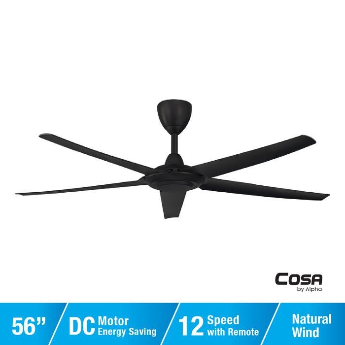 Alpha Cosa CX20 - 5B/56 MATT BLACK Ceiling Fan 56" 5 Blades DC Motor Matt Black | TBM Online