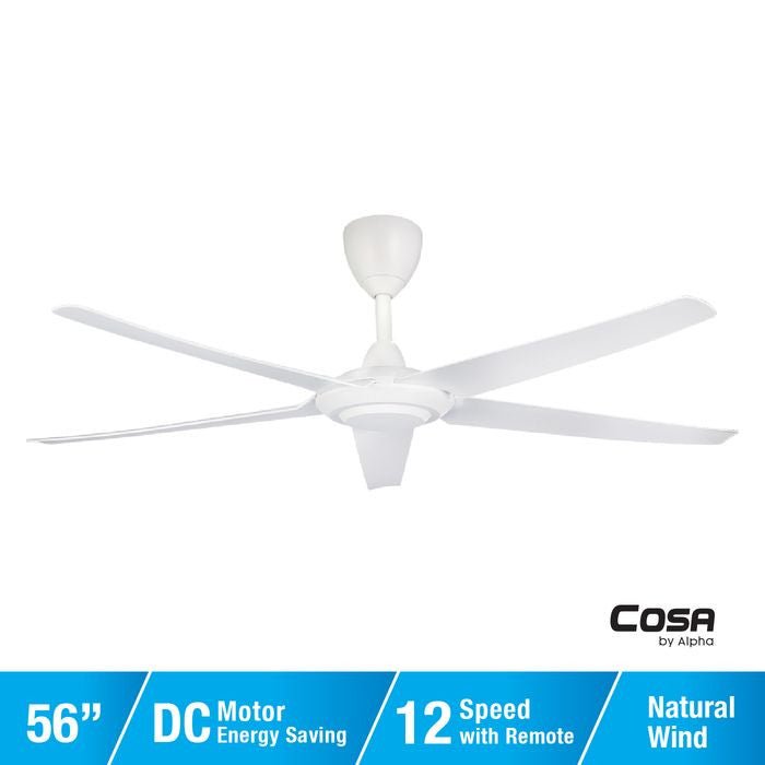 Alpha Cosa CX20 - 5B/56 MATT WHITE Ceiling Fan 56" 5 Blades DC Motor Matt White | TBM Online