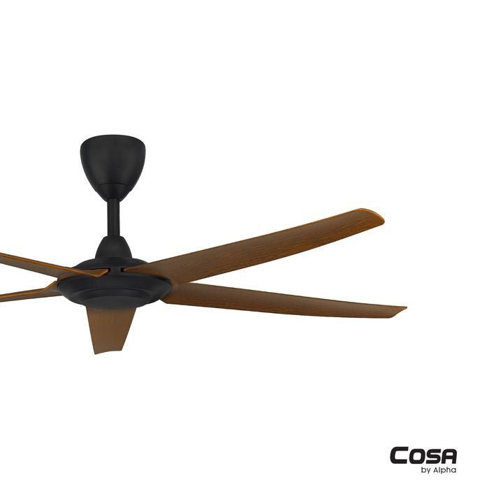 Alpha Cosa CX20 - 5B/56 WALNUT/MB Ceiling Fan 56" 5 Blades DC Motor Walnut Matt Black | TBM Online
