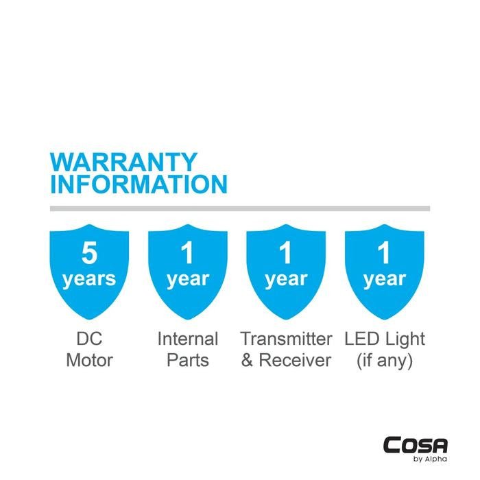 Alpha Cosa EX9 5B/40 MATT WHITE Ceiling Fan 40" 5 Blades DC Motor Matt White | TBM Online