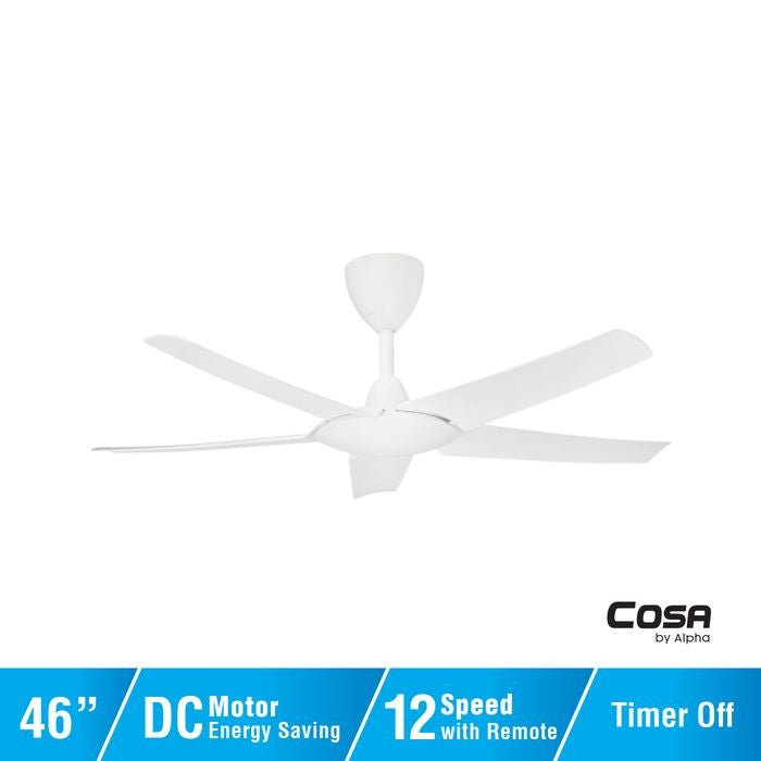 Alpha Cosa EX9 5B/46 MATT WHITE Ceiling Fan 46" 5 Blades DC Motor Matt White | TBM Online