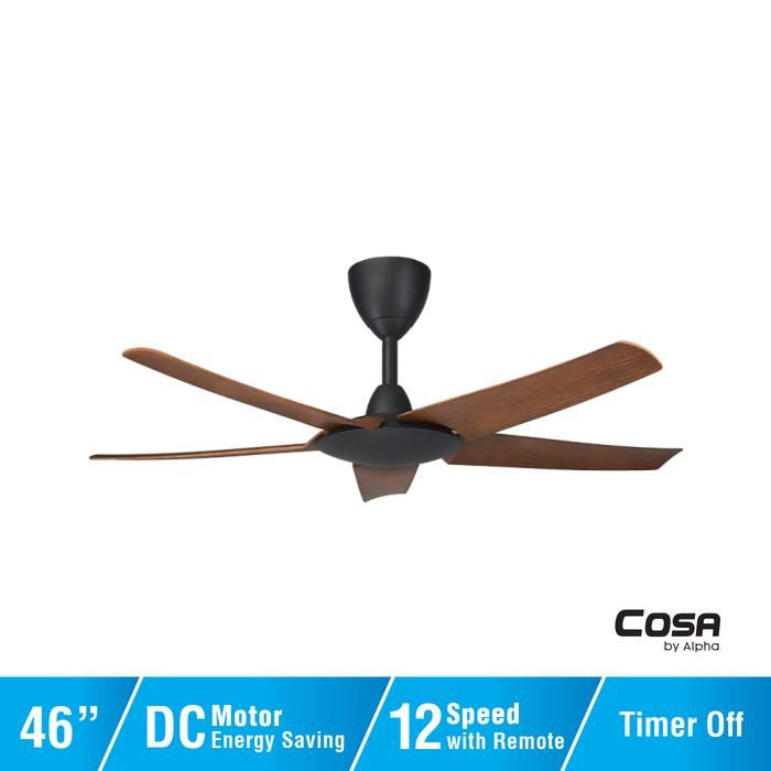 Alpha Cosa EX9 5B/46 WALNUT MATT BLACK Ceiling Fan 46" 5 Blades DC Motor Walnut Matt Black | TBM Online