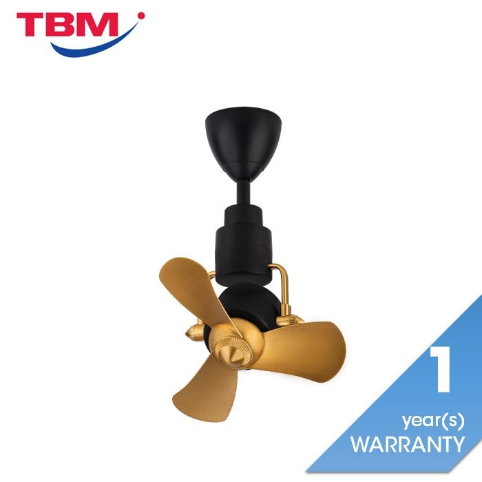 Alkova KONA 3B/16 MAJESTIC GOLD/MB 16" Ceiling Fan 3 Blades 8 Speeds Majestic Matt Black